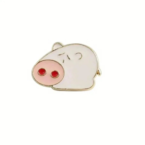 Collectible Piggy Pin with Gold Metal and Enamel Inlay - Picture 2 of 5